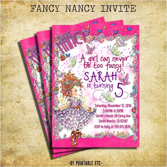 Fancy Nancy Tea Party Invitations Fancy Nancy Invitation Fancy Nancy Birthday Party Invite