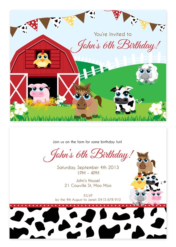 Farmyard Party Invitations Free Farm Animal Party Invitations