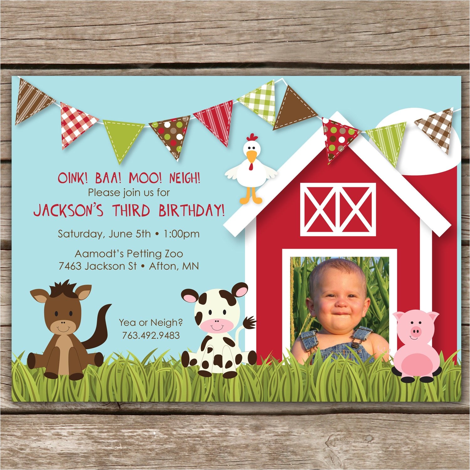 Farmyard Party Invitations Free Farmyard Fun Custom Photo Birthday Invitation for Any Age