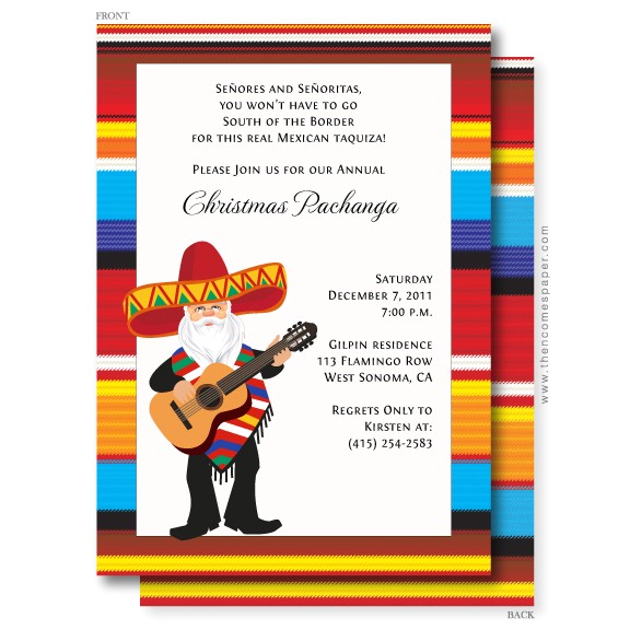 Fiesta Christmas Party Invitations Mexican Santa Christmas Invitation First Comes Love then