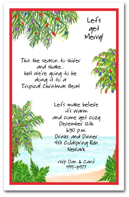 Fiesta Christmas Party Invitations Tropical Holiday Beach Party Invitations Christmas