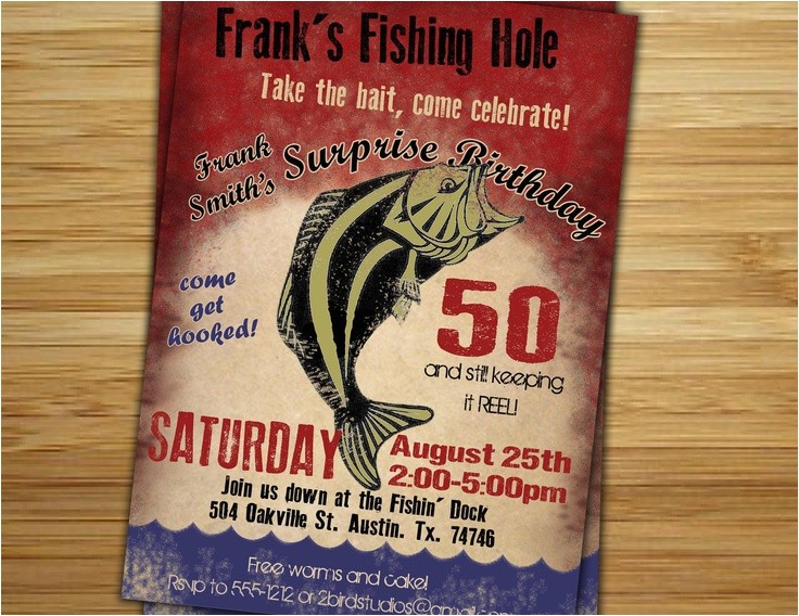 Fishing themed Party Invitations Fishing Birthday Party Invitation Invite 30th 40th