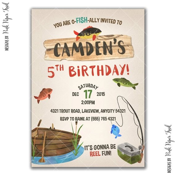 Fishing themed Party Invitations Gone Fishing Party Invitation Fishing Birthday Party