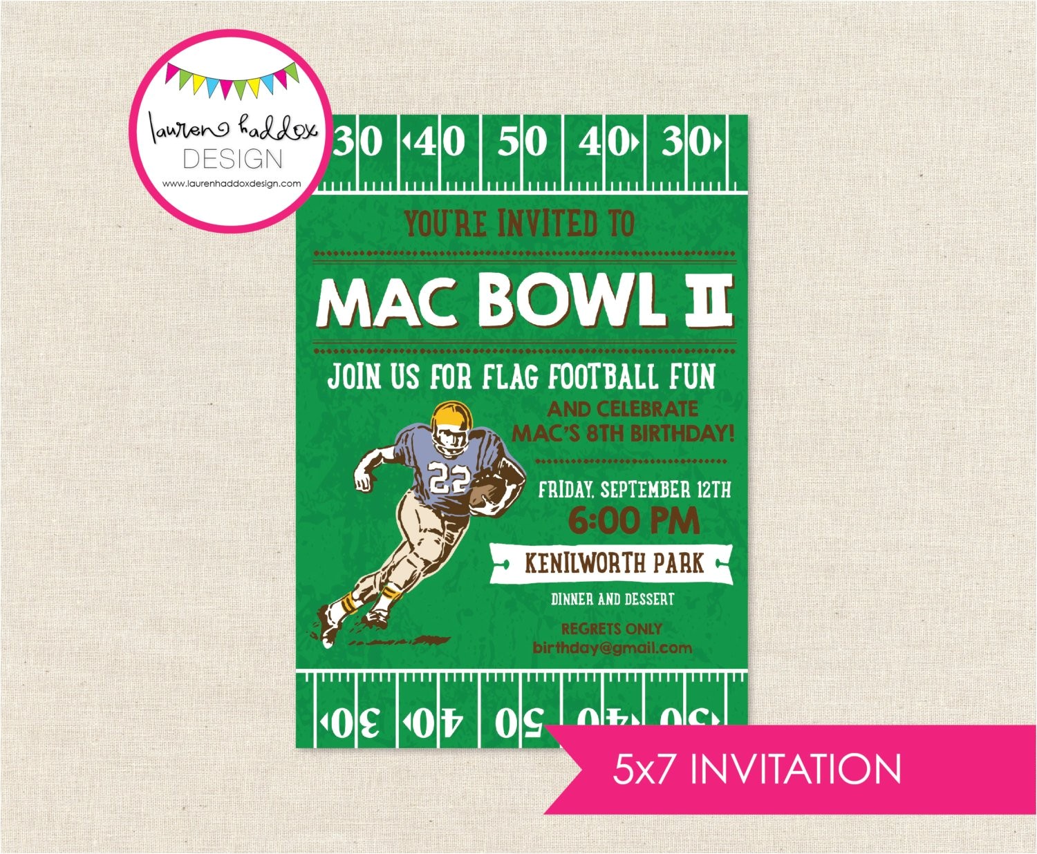 Flag Football Party Invitations Football Birthday Invitation Football Birthday Flag Football