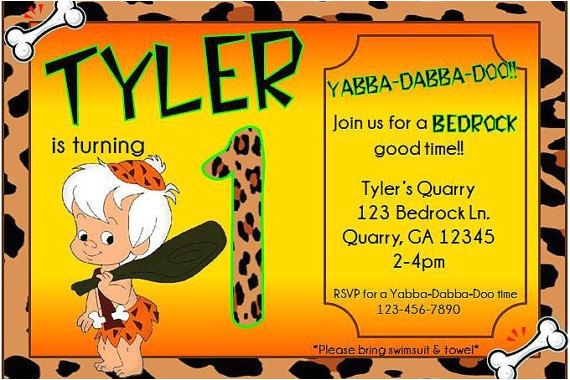 Flintstones Party Invitations Flintstones Bam Bam Bedrock Birthday Invite Flinstones