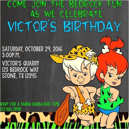 Flintstones Party Invitations Flintstones Pebbles Birthday Invite