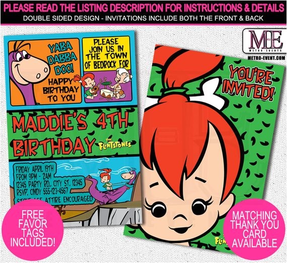 Flintstones Party Invitations the Flintstones Birthday Invitationspebbles Invitations