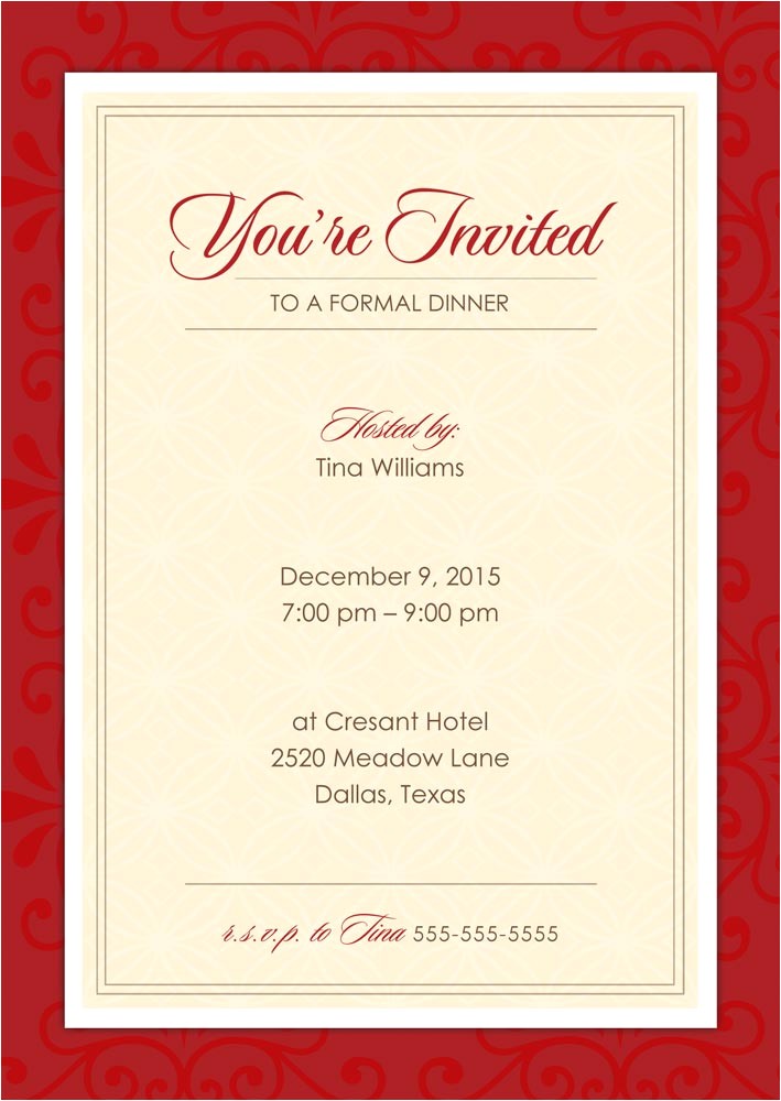Formal Dinner Party Invitations formal Dinner Party Holiday Party Invitations From