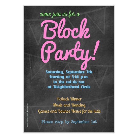 Free Block Party Invitation Template Chalkboard Block Party Invitation Invitations Cards On