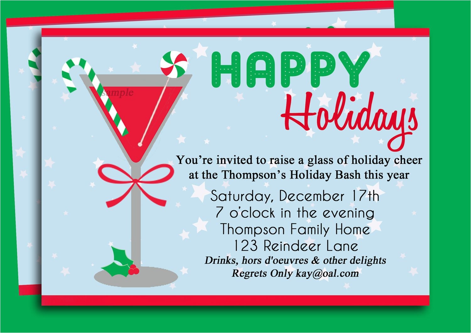 Free Christmas Cocktail Party Invitation Templates Christmas Cocktail Party Invitation Printable Holiday