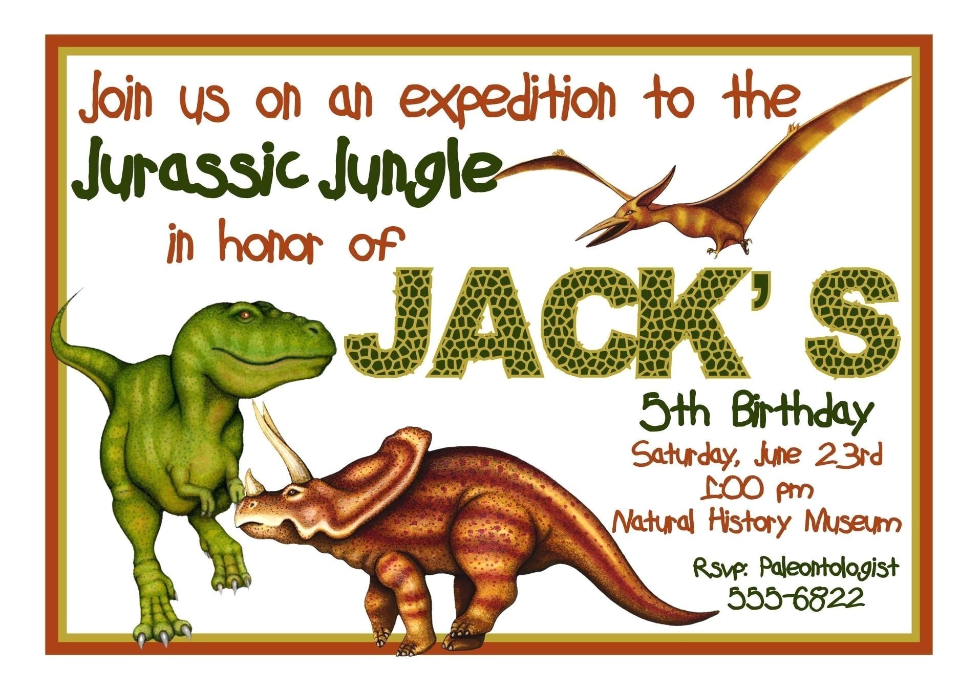 Free Dinosaur Birthday Party Invitation Template Free Printable Dinosaur Birthday Invitation