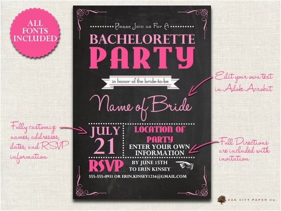 Free Evite Bachelorette Party Invitations Items Similar to Bachelorette Invitation Chalkboard