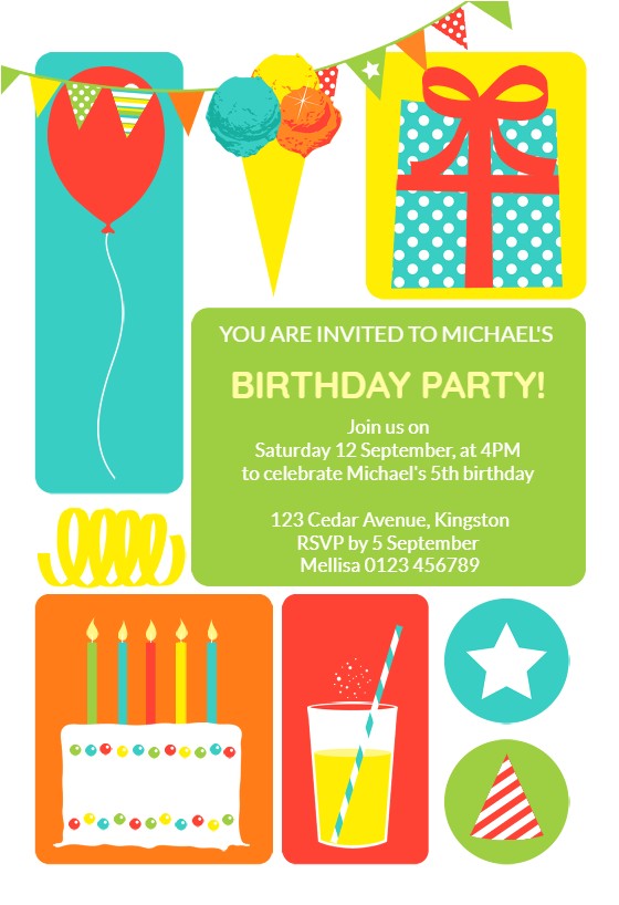 Free Invitation Ecards for Birthday Party Colorful Childrens Party Free Birthday Invitation