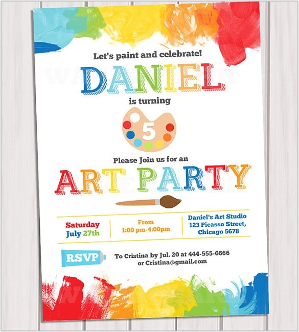 Free Paint Party Invitation Template Kids Invitation Templates 27 Free Psd Vector Eps Ai