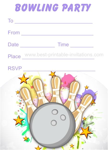 Free Printable Bowling Party Invitations for Kids Free Printable Bowling Invitations
