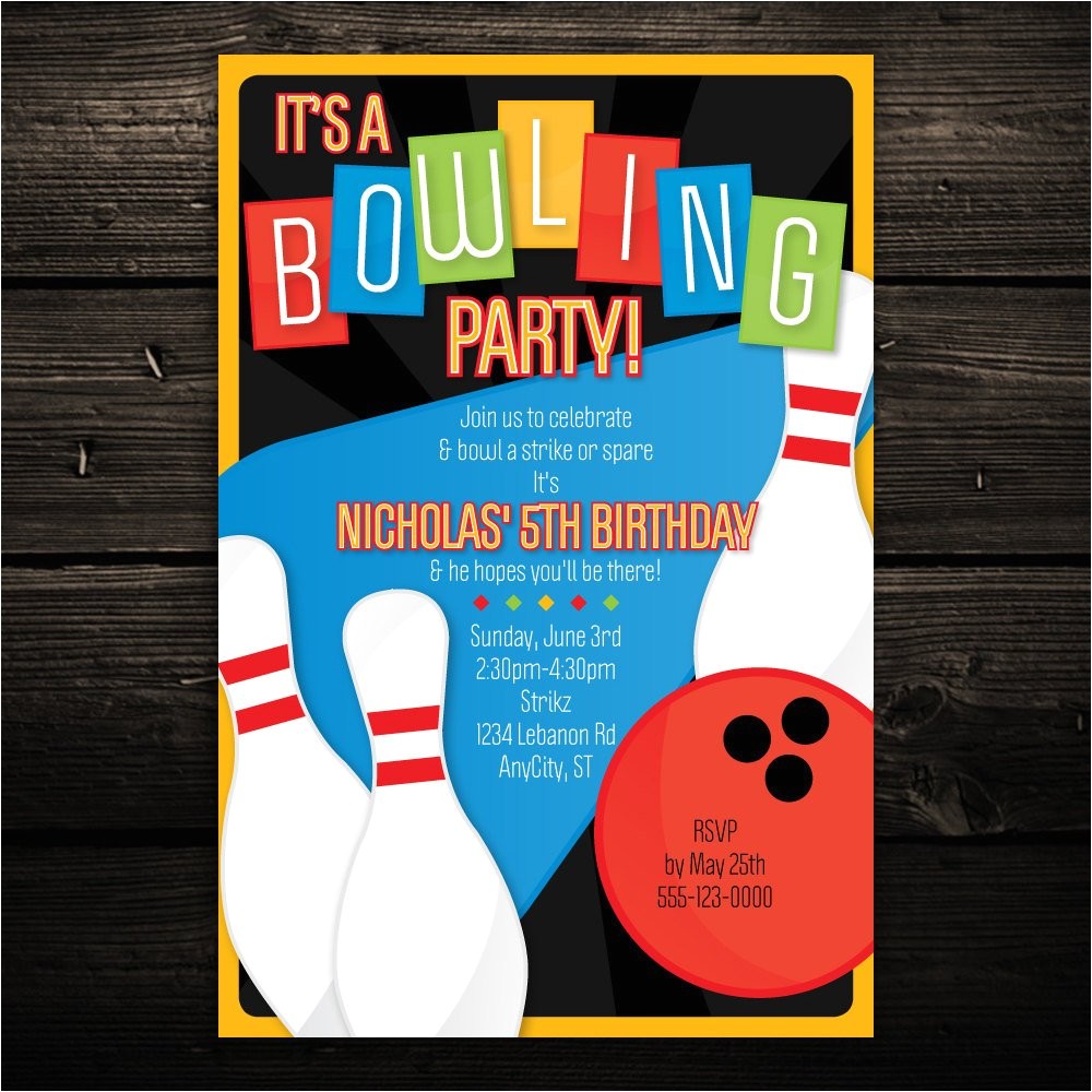 Free Printable Bowling Party Invitations for Kids Printable Bowling Invitation Retro Bowling Birthday Party