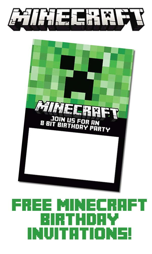 Free Printable Minecraft Birthday Party Invitations Templates Free Minecraft Birthday Invitations Personalize for