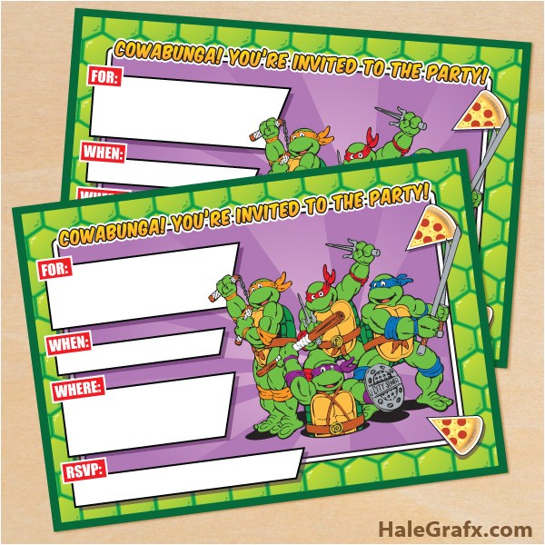 Free Printable Ninja Turtle Party Invitations Free Printable Retro Tmnt Ninja Turtle Birthday Invitation