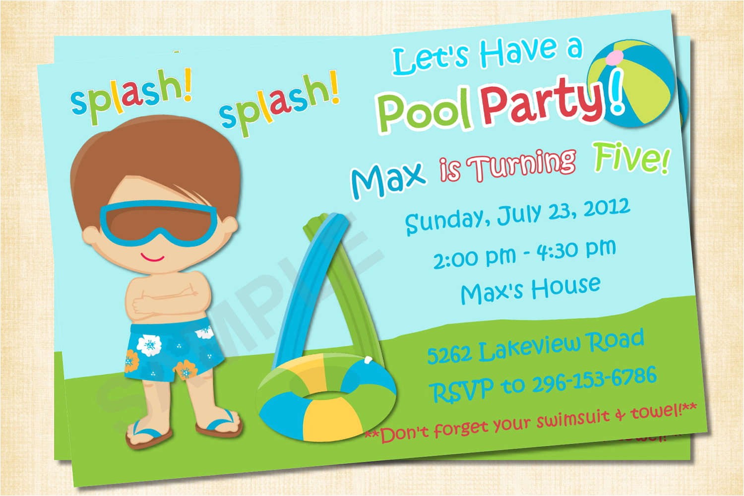 Free Printable Pool Party Invitation Cards Free Printable Birthday Invitations for Boys Free