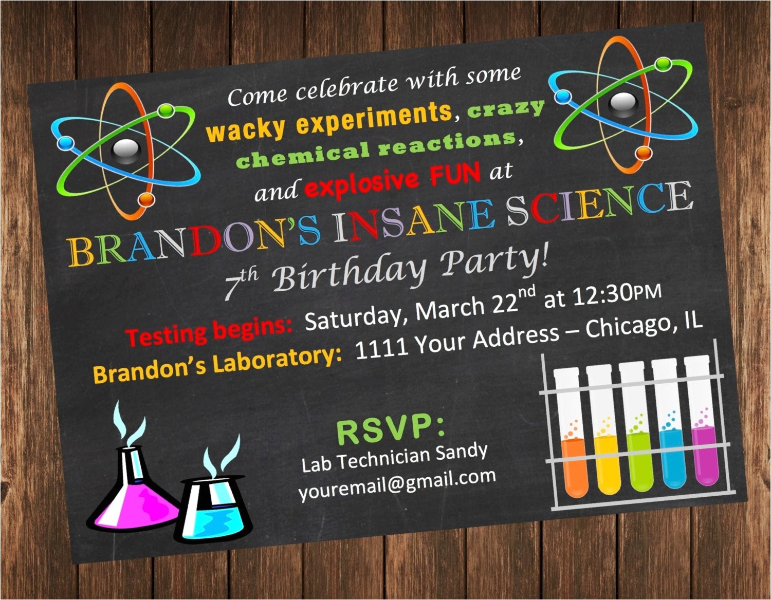 Free Printable Science Birthday Party Invitations Insane Science Birthday Party Invitation Science Laboratory
