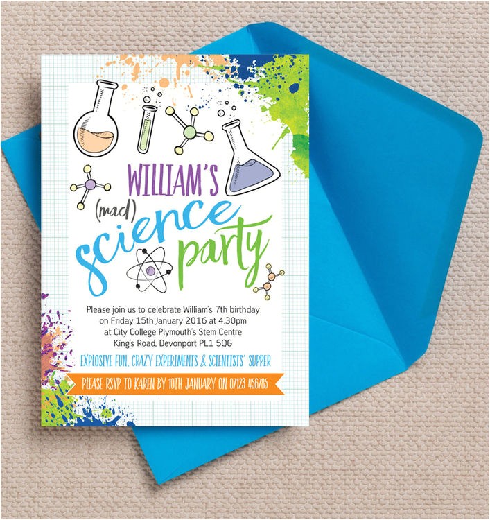 Free Printable Science Birthday Party Invitations Mad Science Party Invitation From 0 80 Each
