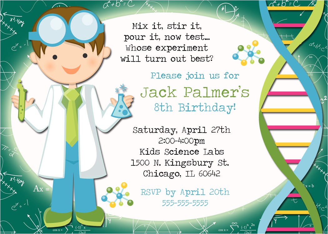 Free Printable Science Birthday Party Invitations Mad Scientist Party Invitation