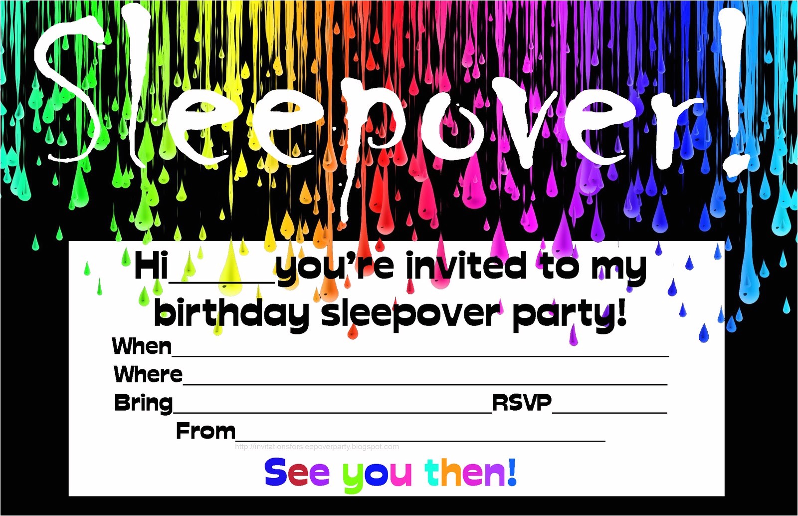 Free Printable Sleepover Birthday Party Invitations Invitations for Sleepover Party