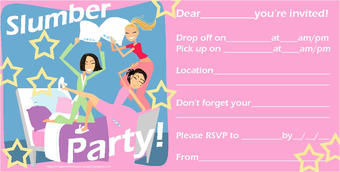Free Printable Sleepover Birthday Party Invitations Invitations for Sleepover Party