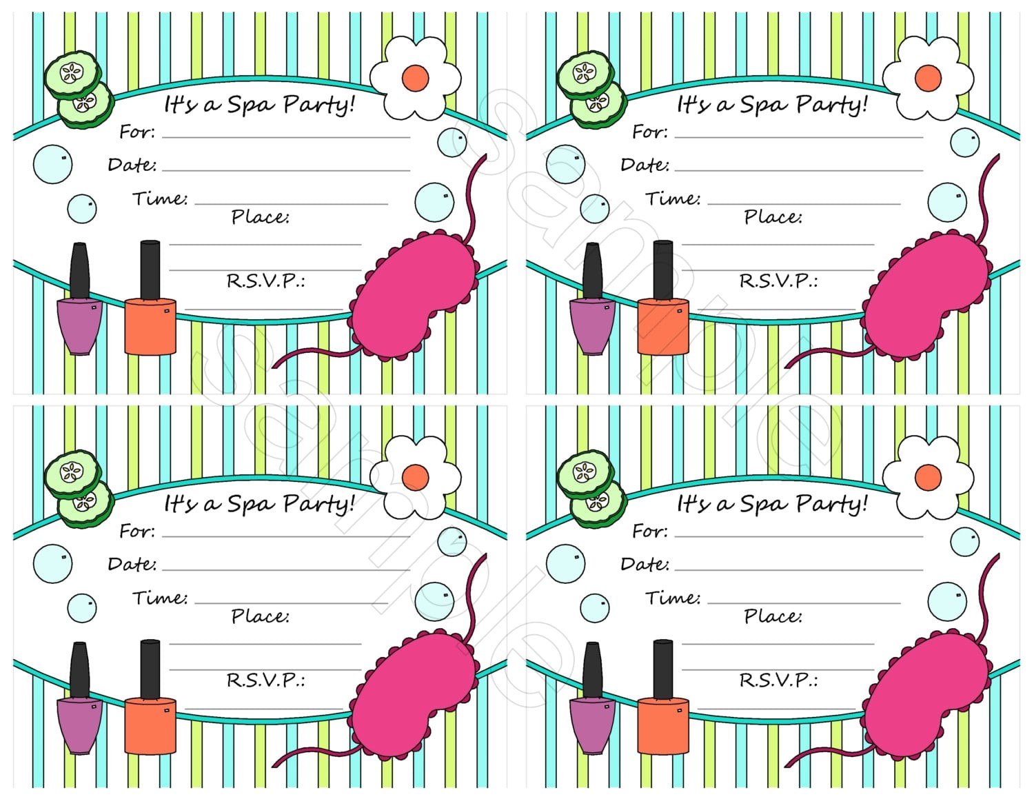 Free Printable Spa Party Invitations Free Spa Party Invitation Template
