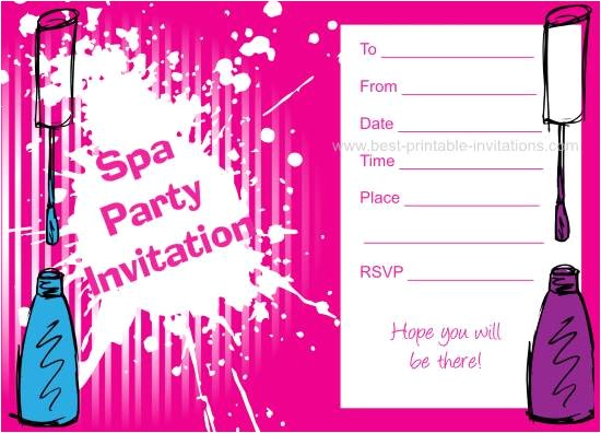 Free Printable Spa Party Invitations Spa Birthday Party Invitations Printables Free Cimvitation