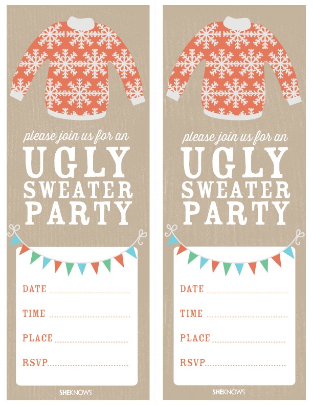 Free Printable Ugly Christmas Sweater Party Invitations How to Host An Ugly Sweater Party