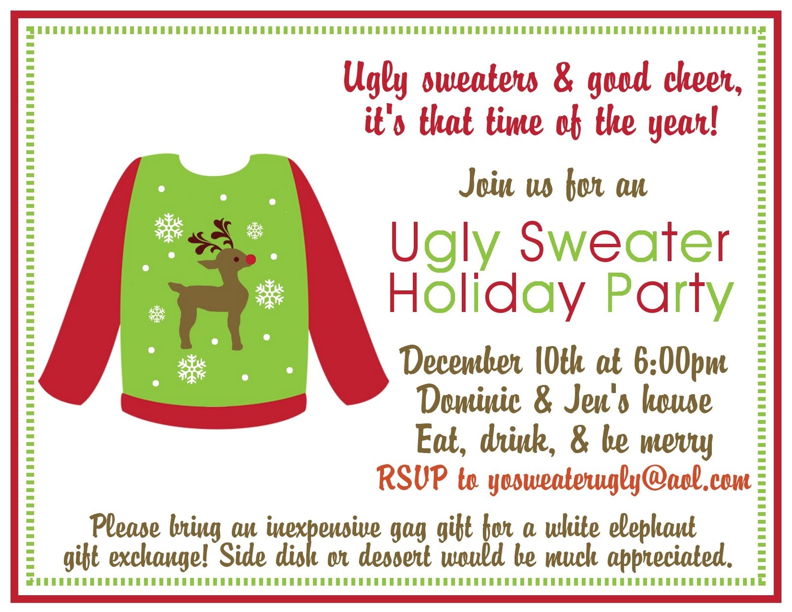 Free Printable Ugly Sweater Party Invitations the Gallery for Gt Ugly Sweater Party Invitation Template