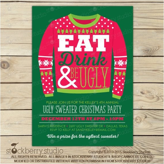 Free Printable Ugly Sweater Party Invitations Ugly Christmas Sweater Invitation Printable Ugly
