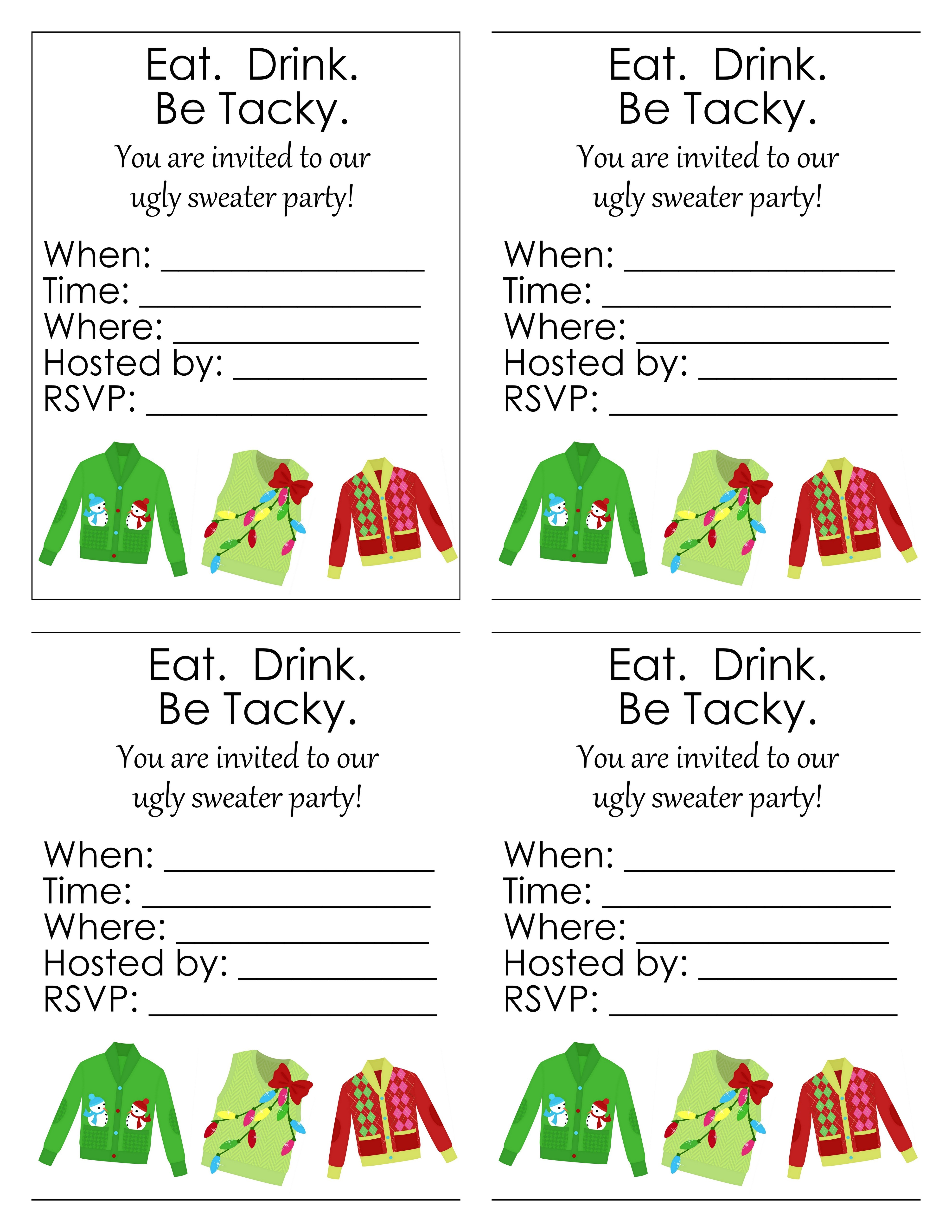 Free Printable Ugly Sweater Party Invitations Ugly Sweater Party Free Printables the Country Chic Cottage