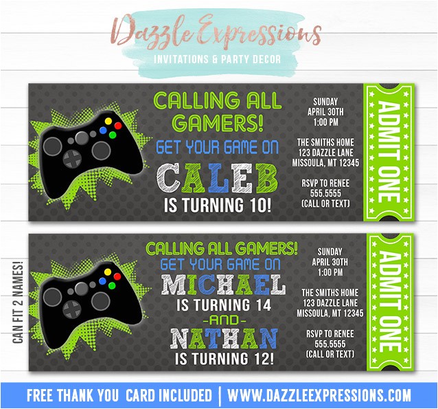 Free Printable Video Game Party Invitations Printable Video Game Ticket Birthday Invitation Boys Free Printable Video Game Party Invitations Printable Video Game Ticket Birthday Invitation Boys