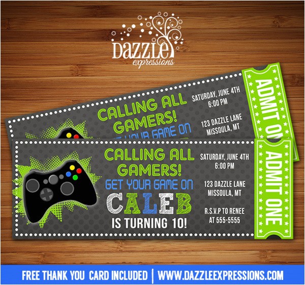 Free Printable Video Game Party Invitations Printable Video Game Ticket Birthday Invitation Boys Free Printable Video Game Party Invitations Printable Video Game Ticket Birthday Invitation Boys