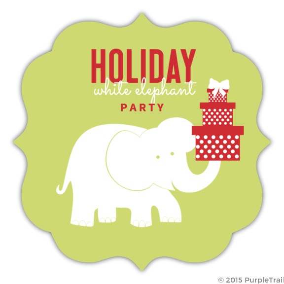 Free White Elephant Party Invitation Template Green Circle White Elephant Party Invitation Holiday