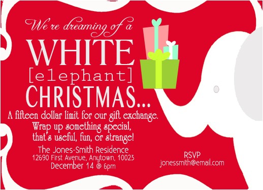 Free White Elephant Party Invitation Template Party Invitations White Elephant at Minted Com