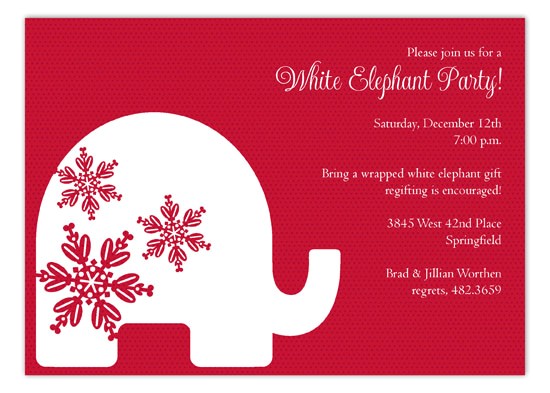 Free White Elephant Party Invitation Template Red Background Trendy White Elephant Invitations Polka