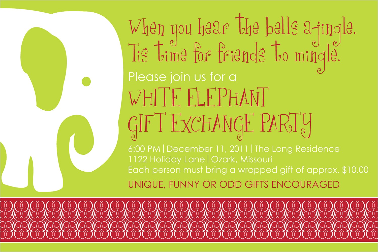 Free White Elephant Party Invitation Template White Elephant Christmas Party Invitations Oxsvitation Com