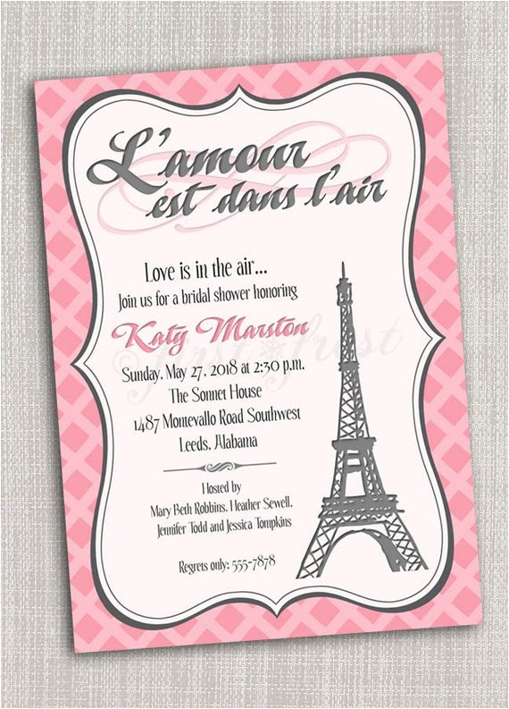 French Party Invitation Templates French themed Eiffel tower Paris Party Invitation Card