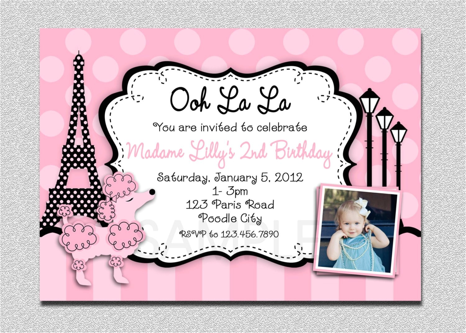 French Party Invitation Templates Paris Poodle Birthday Invitation French Poodle Birthday