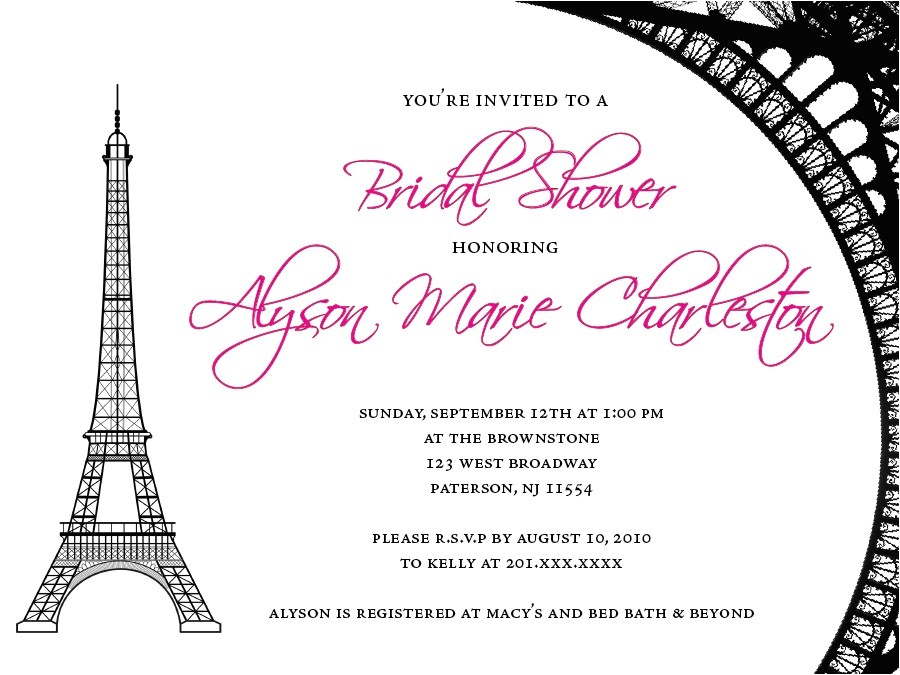 French Party Invitation Templates Paris themed Bridal Shower Invitations Paris themed Bridal