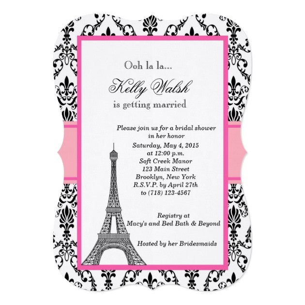 French Party Invitation Templates Personalized Eiffel tower Invitations