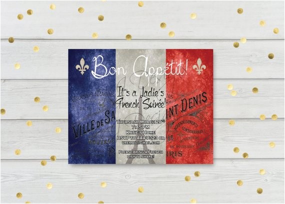 French themed Dinner Party Invitations French theme Invitation 5×7 French soiree French Dinner