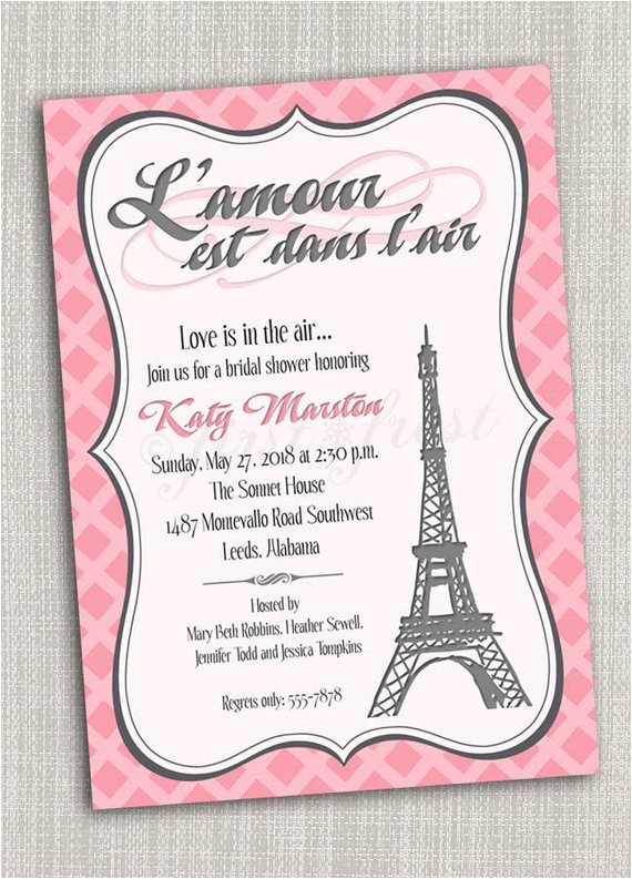 French themed Dinner Party Invitations French themed Eiffel tower Paris Party Invitation Card