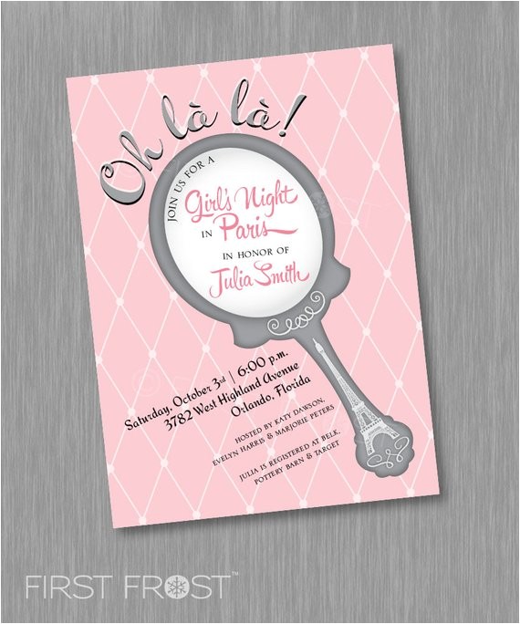 French themed Dinner Party Invitations Paris French themed Eiffel tower Party Invitation Card