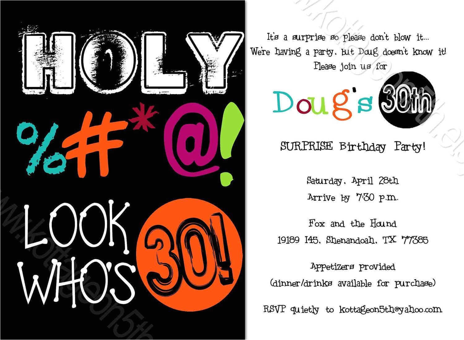 Funny Wording for 30th Birthday Party Invitation Funny Birthday Invites for Adults Funny Birthday