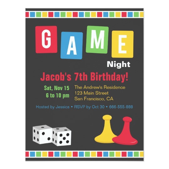 Game Night Party Invitations Board Game Night Kids Birthday Party Invitations Zazzle Com