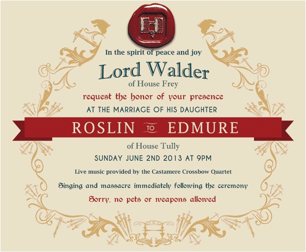 Game Of Thrones Wedding Invitations 39 Game Of Thrones 39 Red Wedding Invitation Ew Com